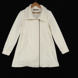 Prana Mila Sweater Jacket Cream Asymmetrical Full Zip